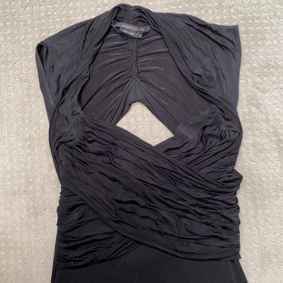 BCBG black ruched top - Sz M - Picture 2 of 3